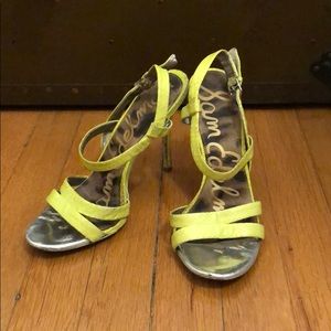 Sam Edelman | Shoes | Sam Edelman Neon Yellow Snake Skin High Heel ...